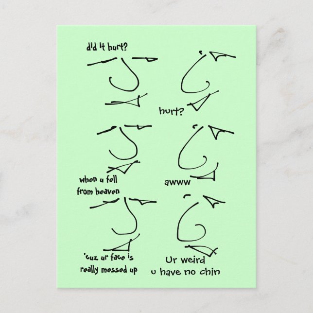 Funny put-down flirting -  talking heads postcard (Front)