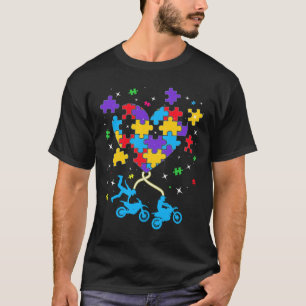 Funny Puzzle Heart Motocross Autism Awareness Men T-Shirt