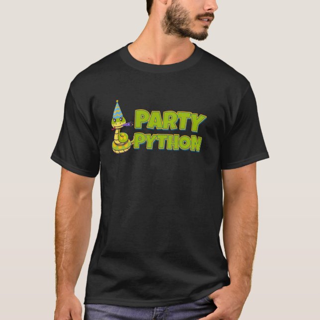 Funny Python Snake Reptile Serpent Party Animal Sn T-Shirt (Front)