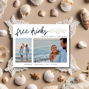 Funny QR Code 2 Photo Beach Wedding Save the Date Announcement Postcard