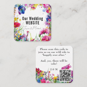 Funny QR code + Website address Meadow Blooms Enclosure Card