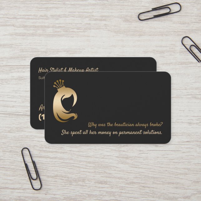 Funny QR Hair Stylist Makeup Artist Business Card (Front/Back In Situ)