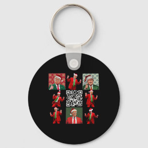 Funny Qr President Trump Christmas Dancing Dance M Key Ring