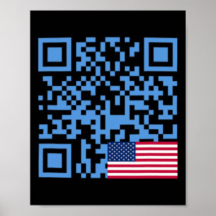 Funny Qr President Trump Dance Code Usa Flag  Poster