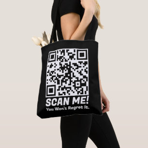 Funny QR Scan Me! Funny Regret Joke Tote Bag