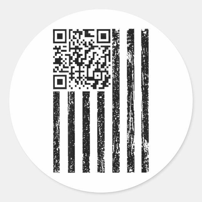 Funny Qr Scan Me President Dancing Code Usa Flag _ Classic Round Sticker (Front)
