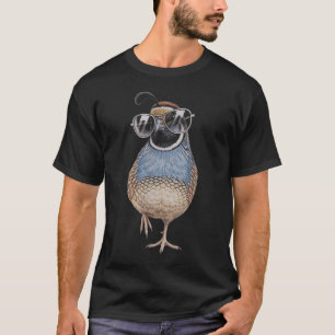 Funny Quail With Sunglasses Drawing T-Shirt