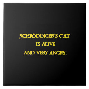 Funny Quantum Dilemma - Schrödinger’s Cat is Angry Ceramic Tile