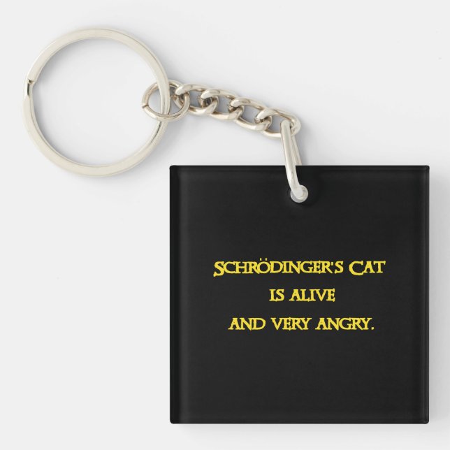 Funny Quantum Dilemma - Schrödinger’s Cat is Angry Key Ring (Front)