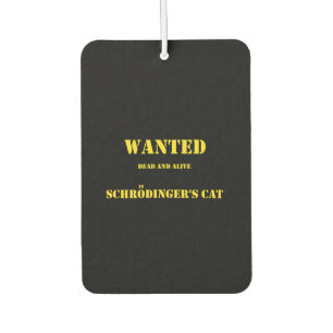 Funny Quantum Joke: Schrödinger’s Cat on the Loose Car Air Freshener