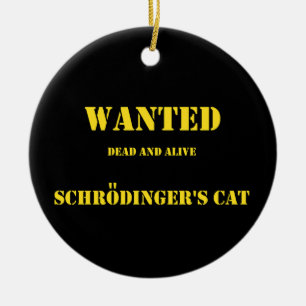 Funny Quantum Joke: Schrödinger’s Cat on the Loose Ceramic Ornament