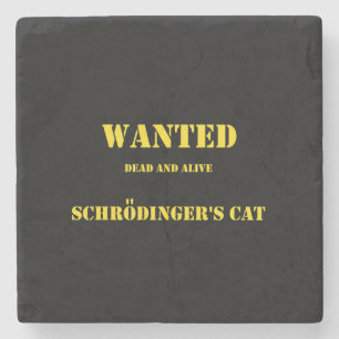 Funny Quantum Joke: Schrödinger’s Cat on the Loose Stone Coaster