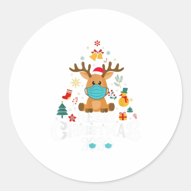 Funny Quarantine Christmas 2020 Tree De Classic Round Sticker (Front)
