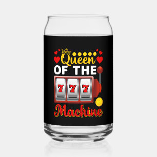 Funny Queen machine word art Casino gambling Can Glass