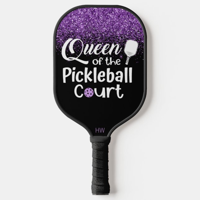 Funny Queen Purple Glitter Pickleball Paddle (Front)