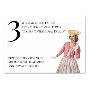 Funny Queen Table Three Bunco Number