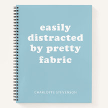 Funny Quilter Fabric Quote Personalised Name Blue