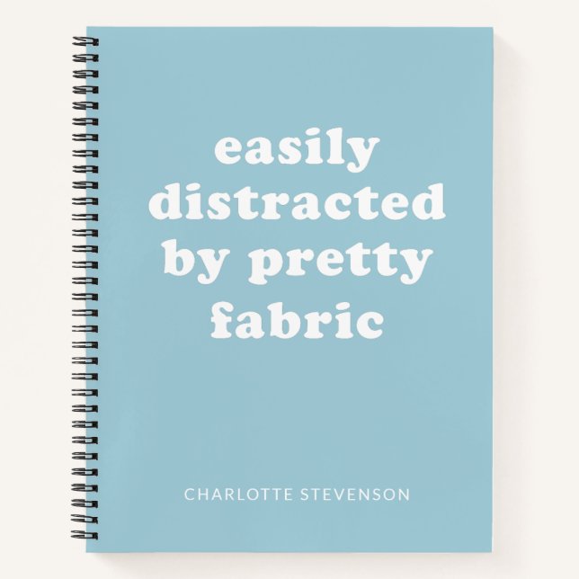 Funny Quilter Fabric Quote Personalised Name Blue Notebook (Front)