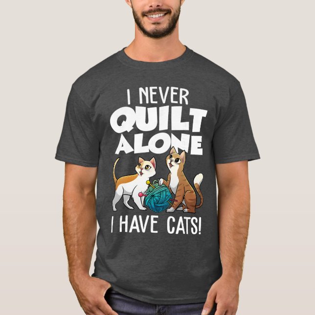Funny Quilting Art for Men Women Cat Quilt Sewing  T-Shirt (Front)