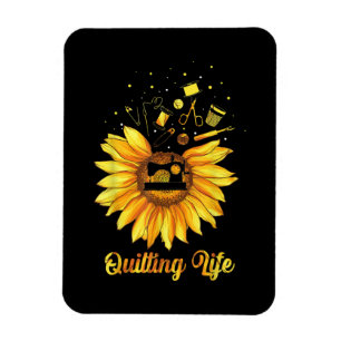 Funny Quilting Life Love Sun Flower Quilters Gift Magnet