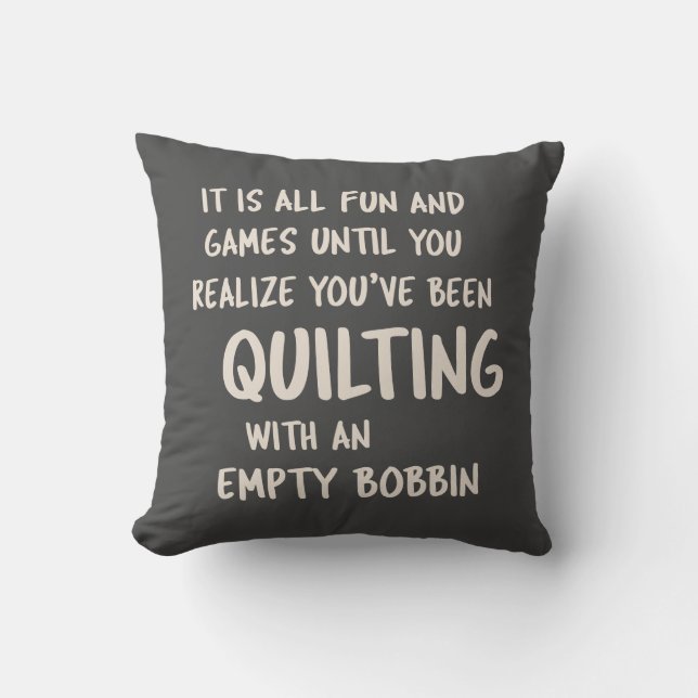 Funny Quilting Problems Quote for Quilters Black Cushion (Front)