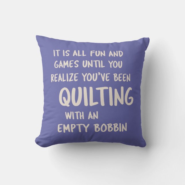 Funny Quilting Problems Quote for Quilters Purple Cushion (Front)