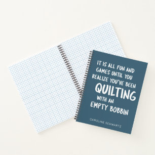 Funny Quilting Problems Quote Personalised Graph Notebook