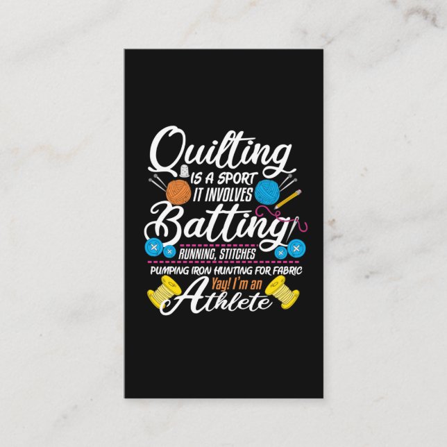Funny Quilting Sewing Gift Quilter and Sewer Yarn Business Card (Front)