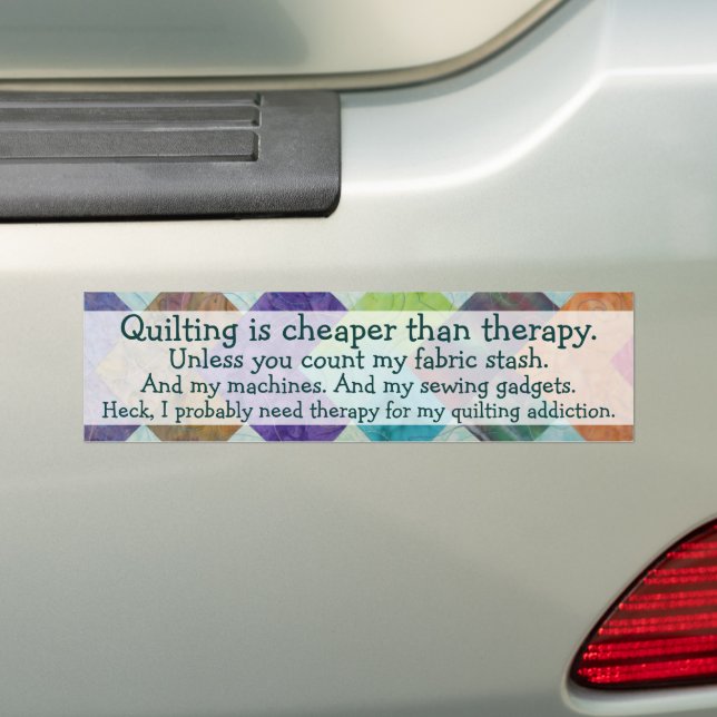 Funny Quilting Thoughts Bumper Sticker (On Car)