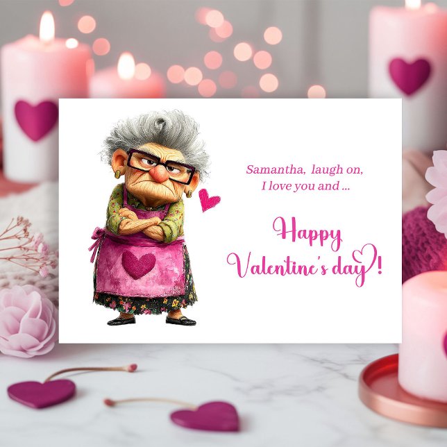 Funny Quirky Angry Lady Valentine’s Day Card (Funny Quirky Angry Lady Valentine’s Day Card)