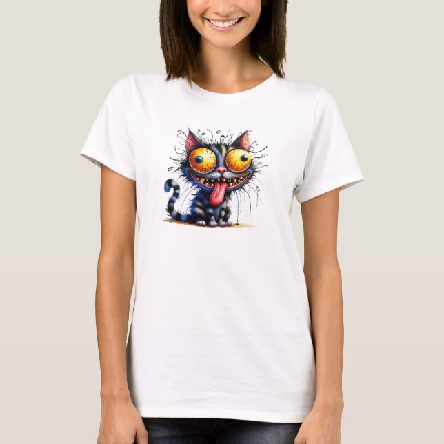 Funny quirky black cat T-Shirt (Front)