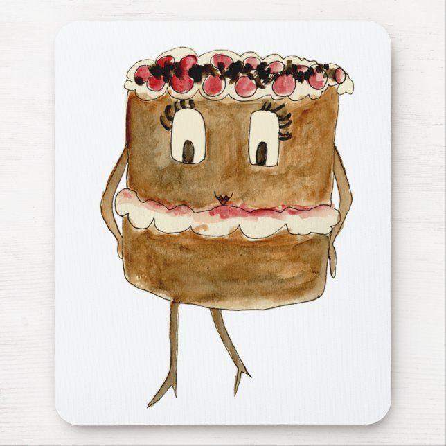 Funny Quirky Black Forest Gateau Chocolate Cake Mouse Pad (Front)