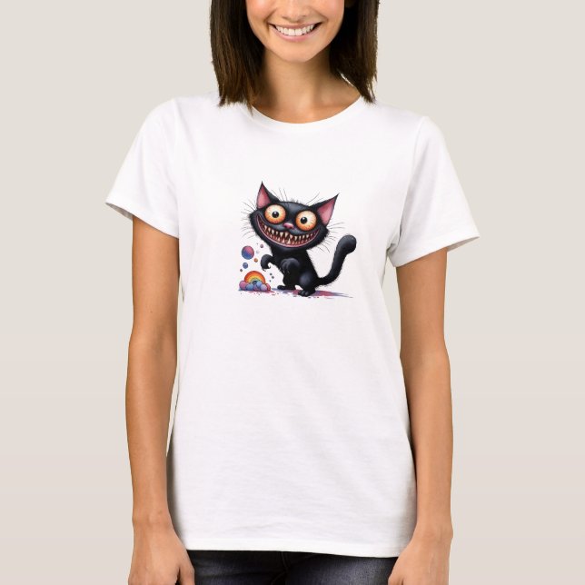 Funny quirky cat T-Shirt (Front)