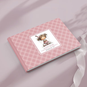Funny quirky dusty pink girl birthday sign in book