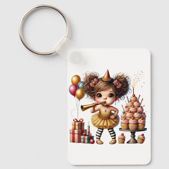 Funny Quirky Gnome Birthday Key Ring (Front)
