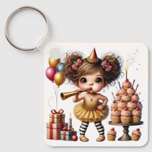 Funny Quirky Gnome Birthday Key Ring