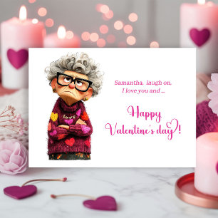 Funny Quirky Grumpy Lady Valentine’s Day Card