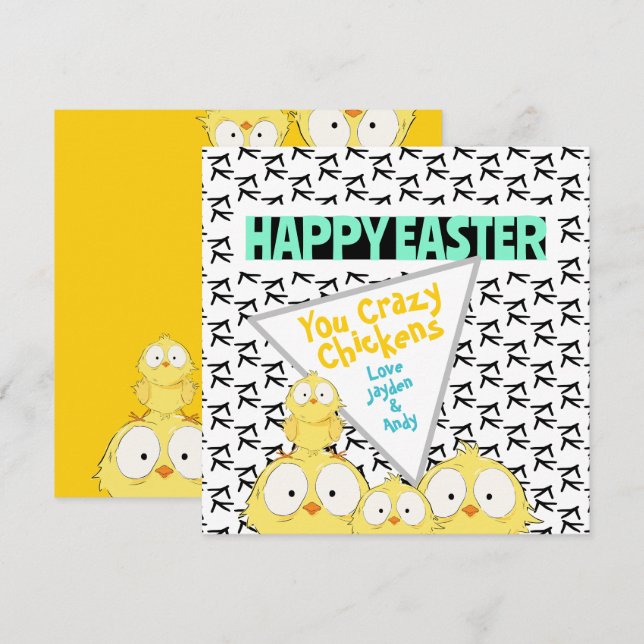 Funny Quirky “Happy Easter You Crazy Chickens” |  Holiday Card (Front/Back)