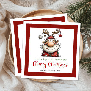 Funny Quirky Santa Cartoon Christmas Table Napkins