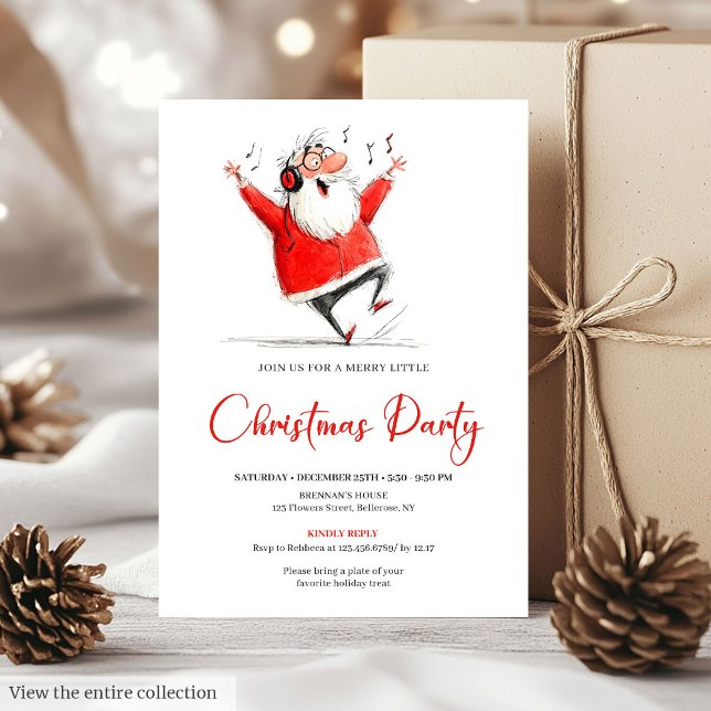Funny Quirky Santa Claus Christmas Party Invite (Funny Quirky Santa Claus Christmas Party Invite)
