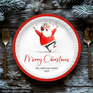 Funny Quirky Santa Claus Festive Holiday Plates