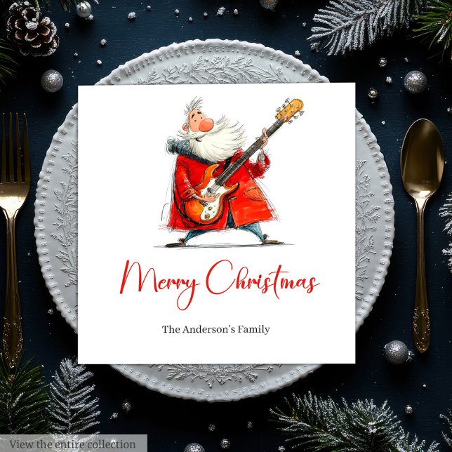 Funny Quirky Santa Festive Holiday Dinner Napkins (Funny Quirky Santa Festive Holiday Dinner Napkins)