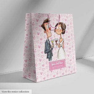 Funny Quirky Wedding Gift Bag Personalised Cartoon