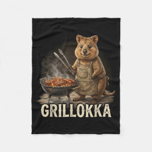 Funny Quokka Pitmaster Bbq Smoker Grill Party Gift Fleece Blanket