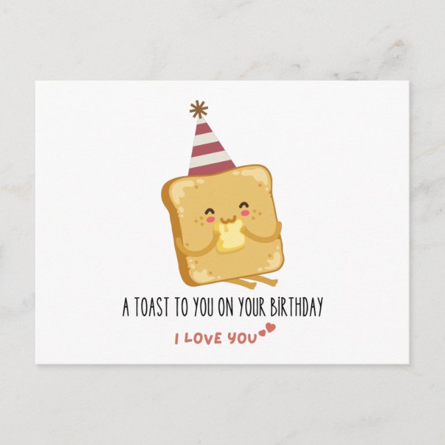 Funny Quote: A Toast To You On Your Birthday Postcard (Front)