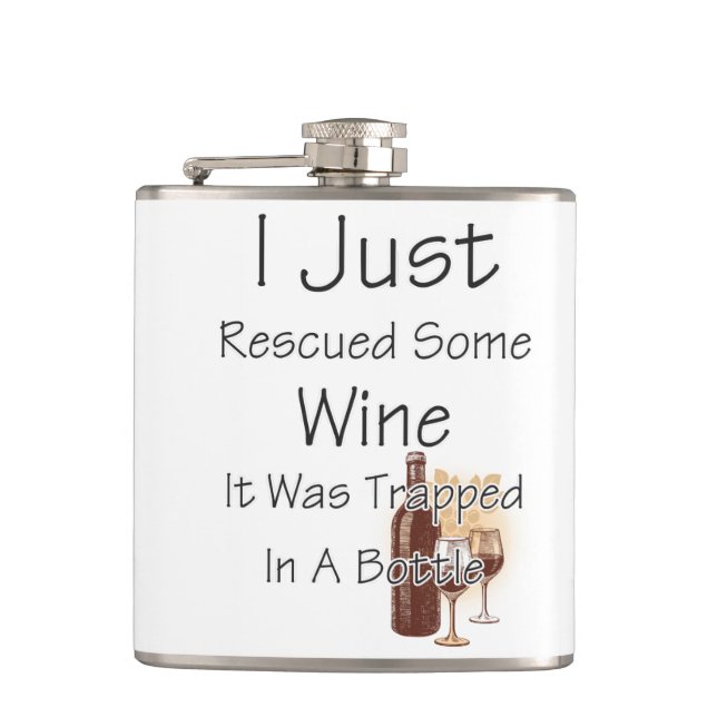 Funny Quote About Wine, Drinking Hip Flask (Front)