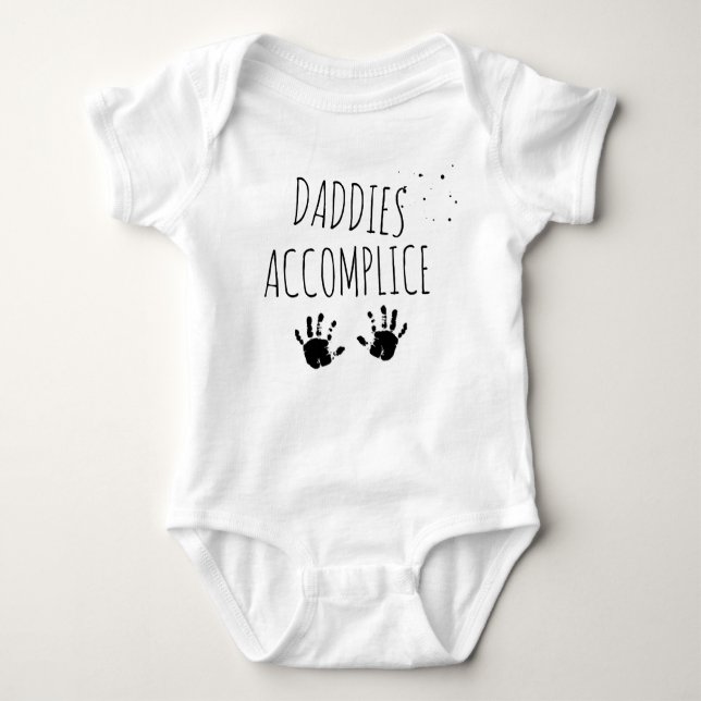 Funny quote baby grow, Daddies little accomplice Baby Bodysuit (Front)