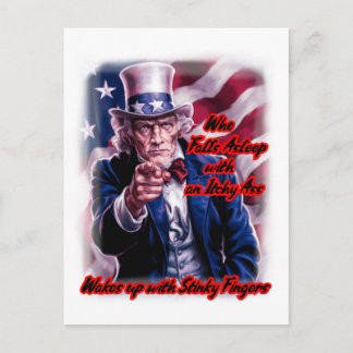 Funny Quote by Patriot Uncle Sam on a Holiday Postcard
