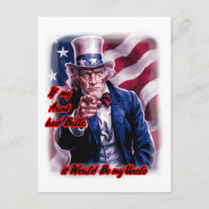 Funny Quote by Patriot Uncle Sam on a  Holiday Postcard