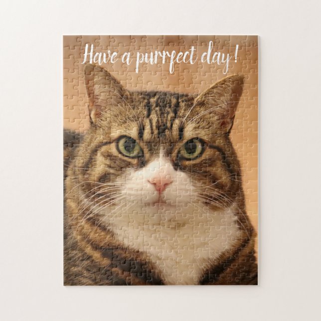 Funny Quote Cat Lovers Custom Photo Personalised Jigsaw Puzzle (Vertical)